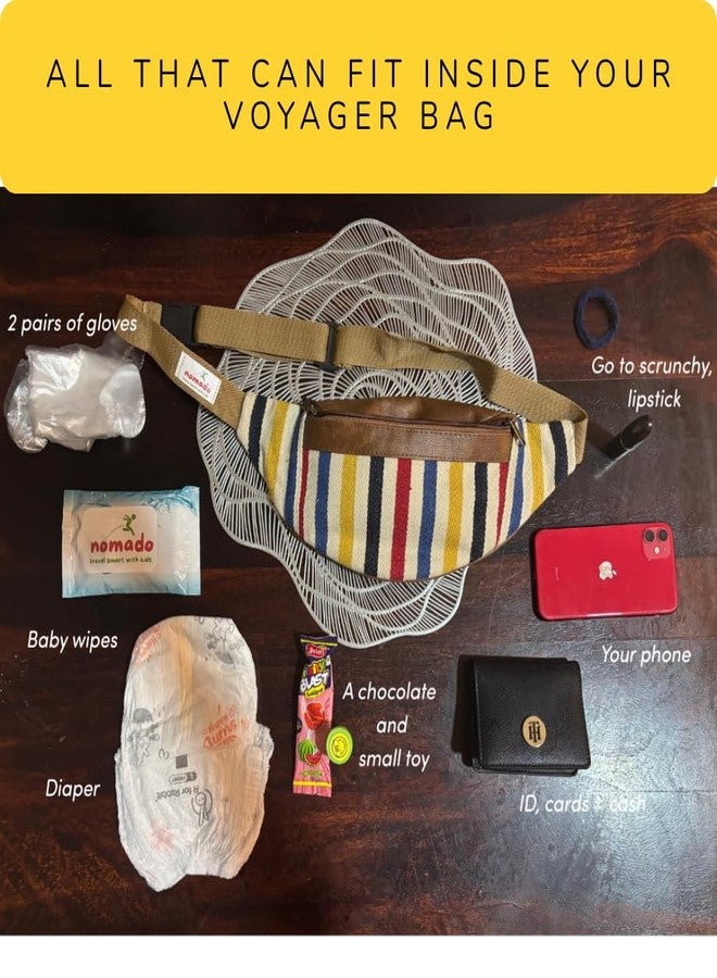 نومادو  حقائب نومادو كروس بودي للنساء - حقيبة كروس بودي وحقيبة خصر في آن واحد، حزام قابل للتعديل، حقيبة سفر خفيفة الوزن وواسعة، حقيبة خصر متينة من قماش الجاكار للأمهات - Image 2